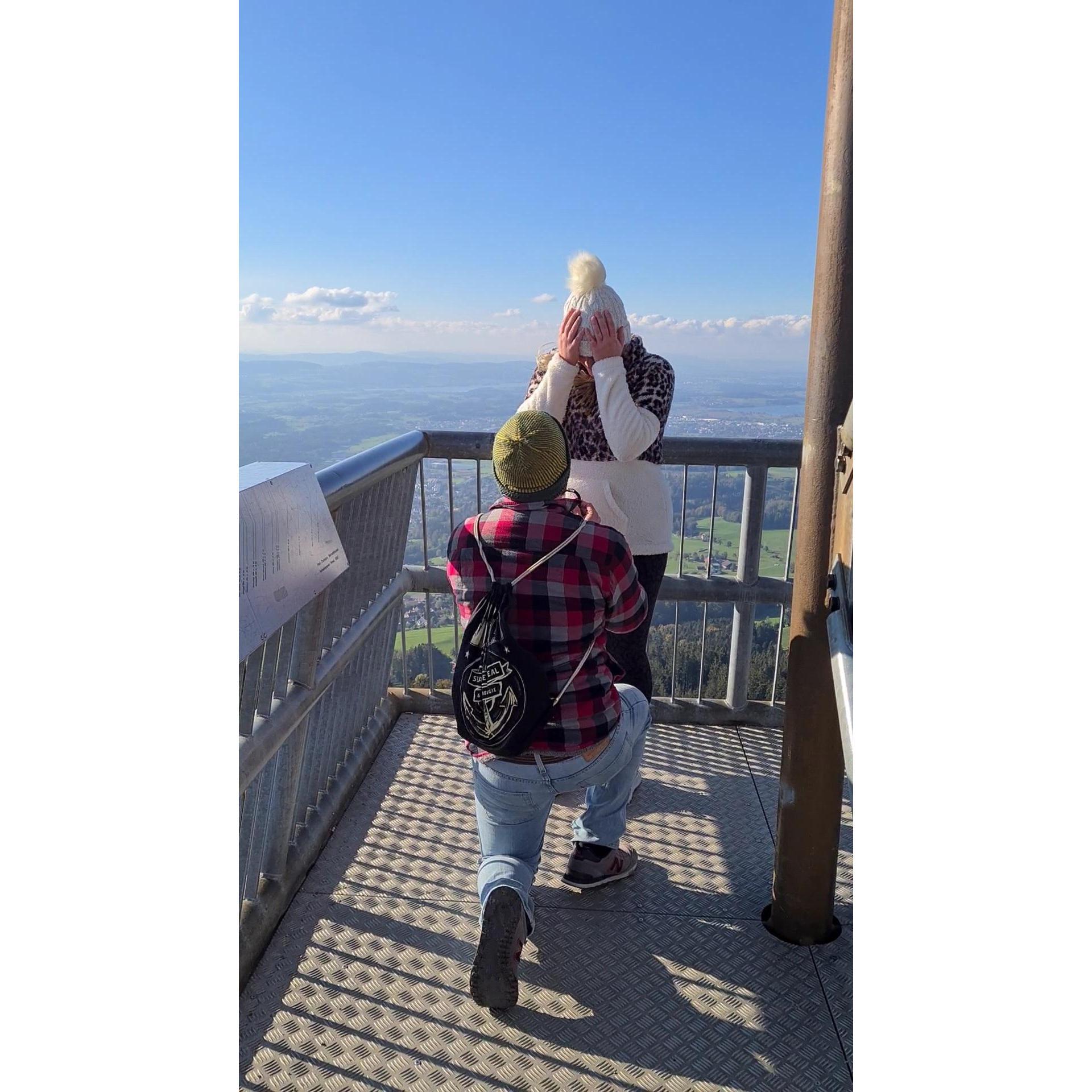 On October 14th, 2020, Oli got down on one knee and asked the girl of his dreams to marry him... 

"FUCK YES I WANNA MARRY YOU!"

This was at Bachtel Tower where our Welcome Happy Hour will be :)