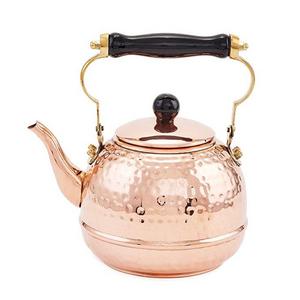 Old Dutch Hammered Copper Teakettle with Wood Handle, 2 Qt.