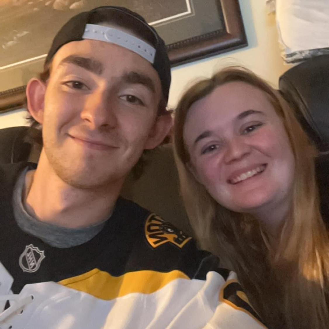 The first time we watch the Bruins game on tv together