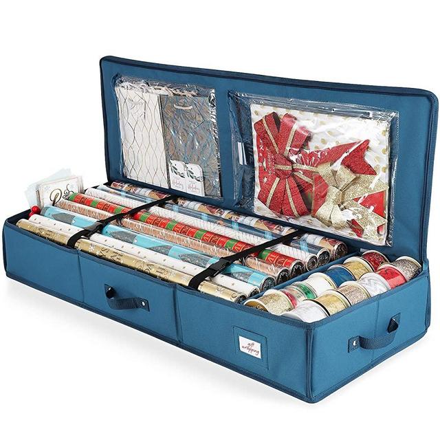 Luxury Christmas Wrapping Paper Storage Organizer Box- Wrapping Paper Rolls Storage, Under-Bed Storage Container for Holiday Storage, Storage Box For Holiday Accessories, 600D Oxford-polyester fabric