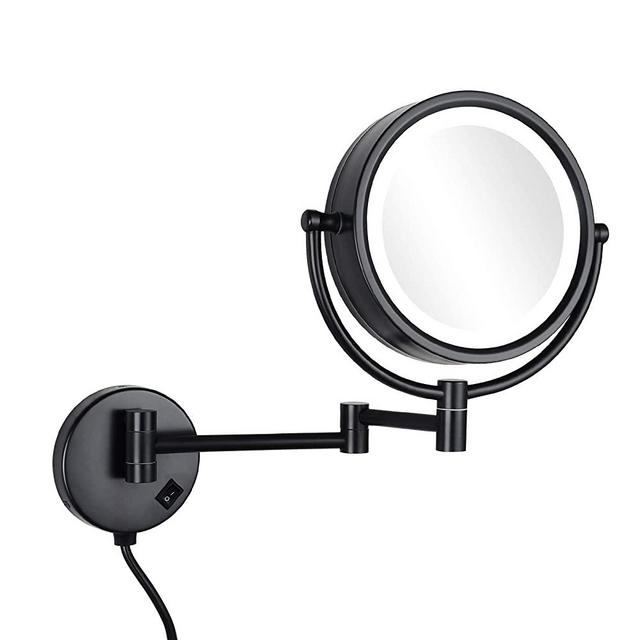 GURUN 8.5 Inch Magnifying Makeup Mirror with 3 Tones LED Lights Double Sided Vanity Mirror for Bathroom with 10X Magnification Black Finish M1809D(Black/10X)