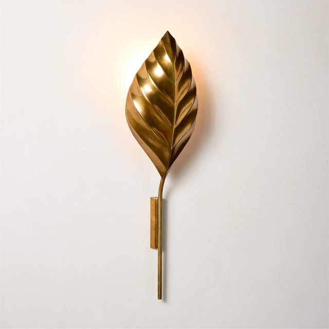 Amalia Unlacquered Brass Leaf Wall Sconce