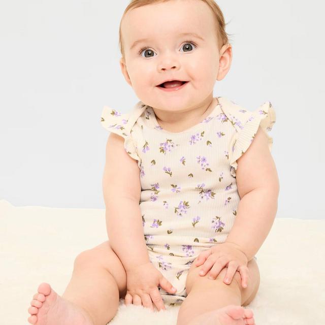 Short-Sleeve Ruffle-Trim Ribbed Bodysuit for Baby