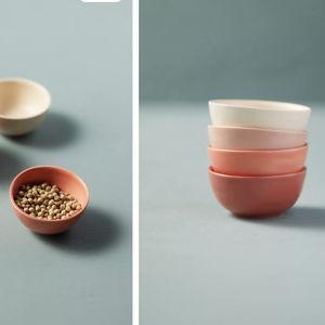 Ceramic Pinch Bowls, Pink Set of 4