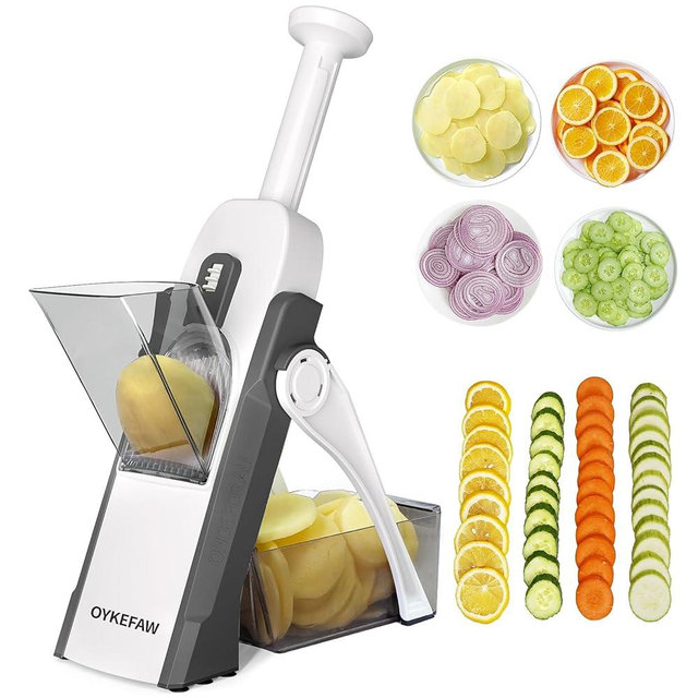 OYKEFAW Safer Mandoline Slicer For Kitchen, Potato Slicer for Chips, Vegetable & Food Slicer, Thickness Adjustable 0.1-8 mm, Kitchen Faster Slice Artifact (Only Slice)