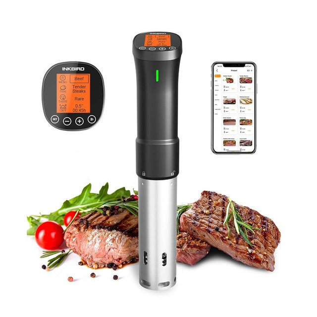 2.4G WIFI Sous Vide Cooker INKBIRD Sous Vide Machine with APP Control, 1000 Watts Immersion Circulator with APP Recipes Timer Alarm Mobile Notification, 3D Water Fast Heating Ultra-Quiet