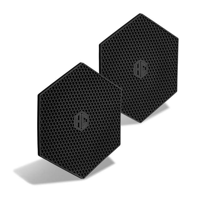 HexClad Hexagon Silicone Trivets, 2-Pack, Nonslip and Heat Resistant Hot Pads, Black