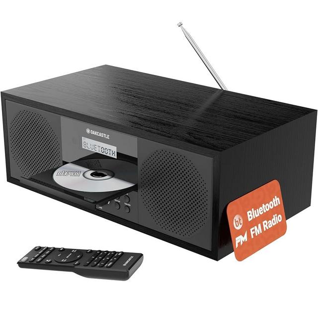 Bluetooth 5.2 Stereo System for Home | Powerful 60W CD Player with Inbuilt Stereo Speakers and Remote | USB & AUX Playback | FM Radio, 30 Pre-Sets, Wooden Construction | Oakcastle HIFI500