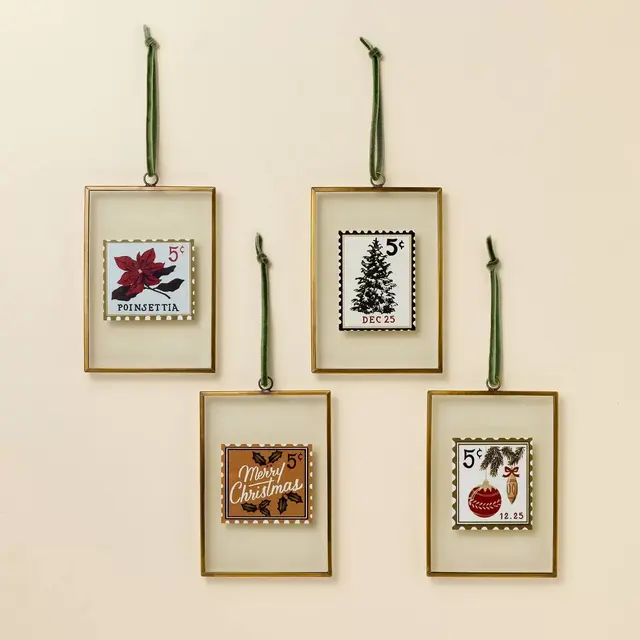 Framed Vintage Stamp Art Christmas Tree Ornaments - Hearth & Hand™ with Magnolia