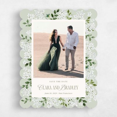 Green Scalloped Wedding Save the Date - Daisi Photo