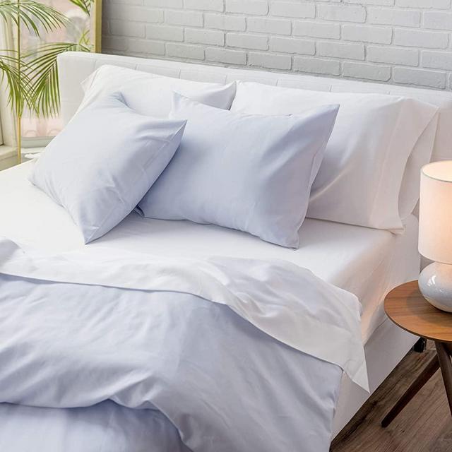 Welhome 300 Thread Count 100% Egyptian Cotton Percale Duvet Cover Set - Full/ Queen Size (Powder Blue)- 92" x 96" - Cool - Deluxe Softness - Breathable - Machine Washable