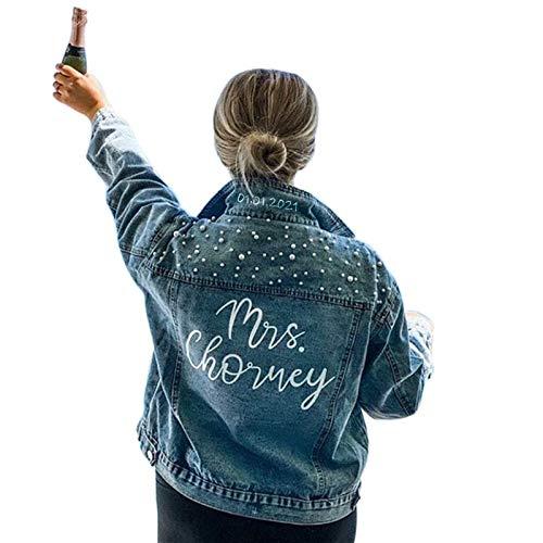 Custom Pearl Denim Jacket Future Mrs, Customized jacket, Wedding jackets, Wifey jacket, Bridal Jacket-glit