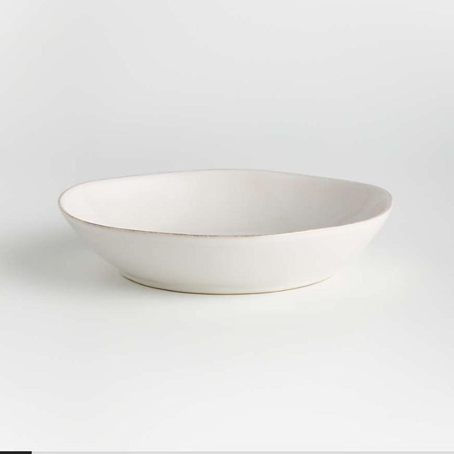 Marin White Stoneware Low Bowl