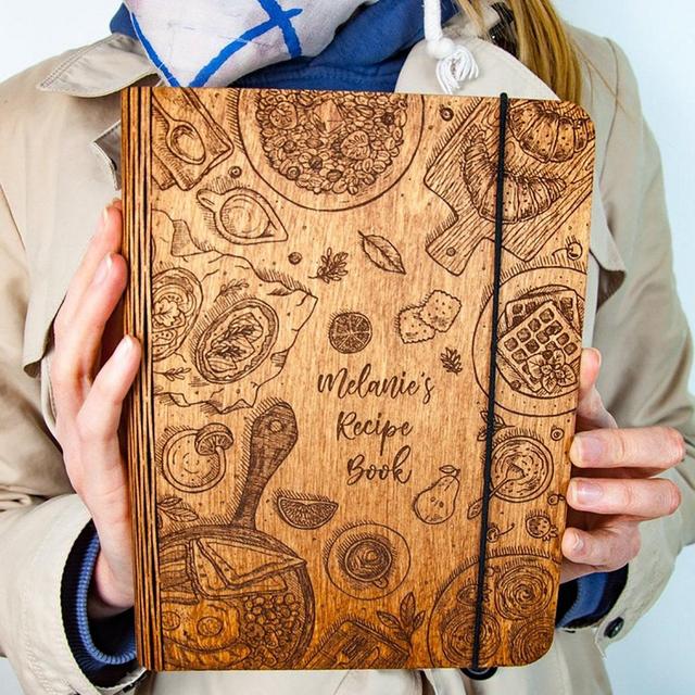 Personalized Wooden Recipe Book Binder...