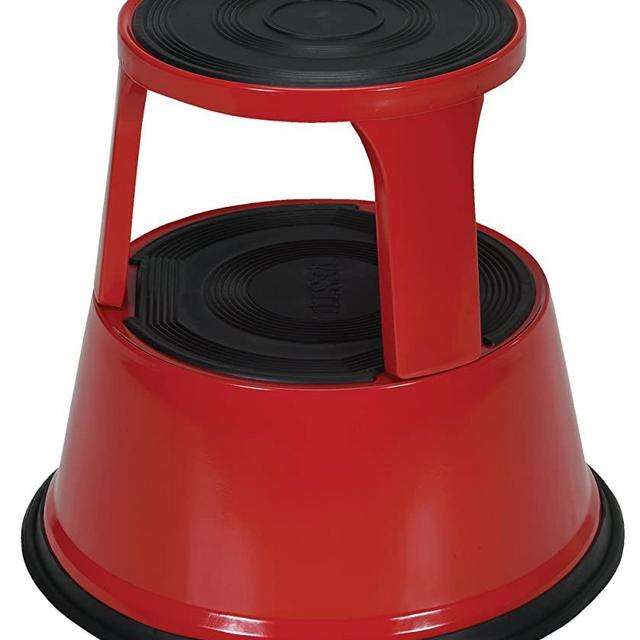 Vestil STEP-17-R Steel Rolling Step Stool with Powder Coat Finish, 17-1/8" Top Step Height, 500 lbs Capacity, Red