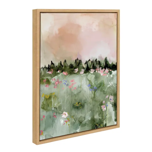 18" x 24" Sylvie Landscape 01 Framed Canvas by Annie Quigley Contemporary Nature Art, Tan, Vertical Wall Decor