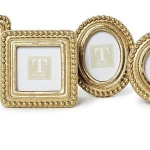 Two's Company Beaded Texture Gold Photo Frames - Assorted Shapes: Round, Oval, Square, Rectangle - Decorative Resin/Glass Frames, Elegant Vintage-Inspired Picture Frames, Giftable Home Decor - Set of 4