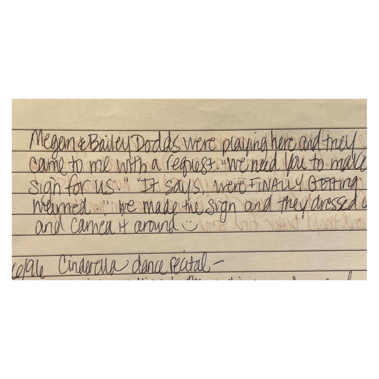 Elise Pavelka's journal entry - 1996