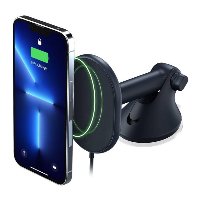 iOttie Velox MagSafe Compatible Magnetic Wireless Dashboard & Windshield Mount with 7.5W Wireless Charging - Dark Blue