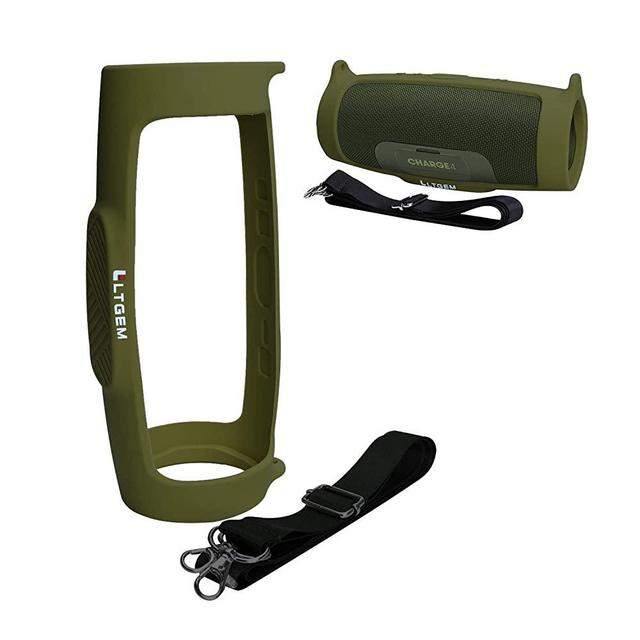 LTGEM Silicone Carrying Travel Case for JBL Charge 4 Portable Waterproof Wireless Bluetooth Speaker—ArmyGreen