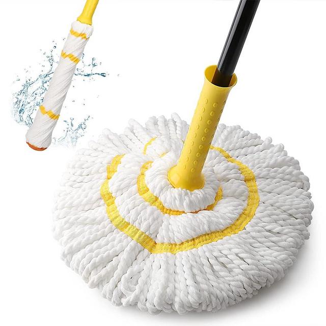 Self-Wringing Twist Mop for Floor Cleaning, Long Handled Microfiber Floor Mop with Top Scouring Pad for Kitchen, Hardwood, Restaurant, Bathroom, Garages, Warehouses, Office, 57-inch