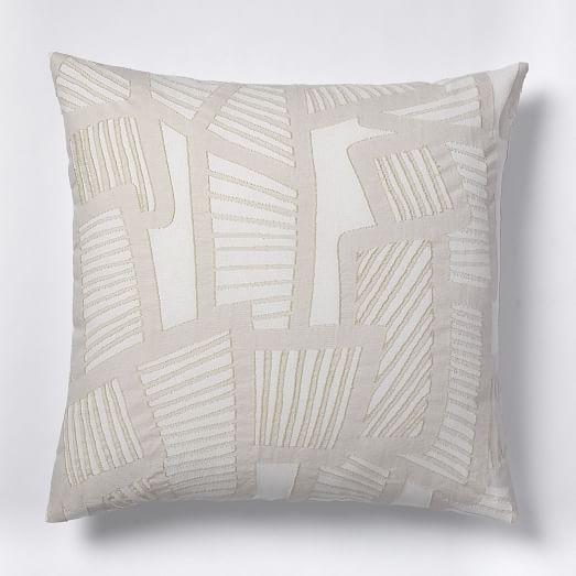 Roar + Rabbit Organic Bold & Fine Jacquard Euro Sham, Stone White