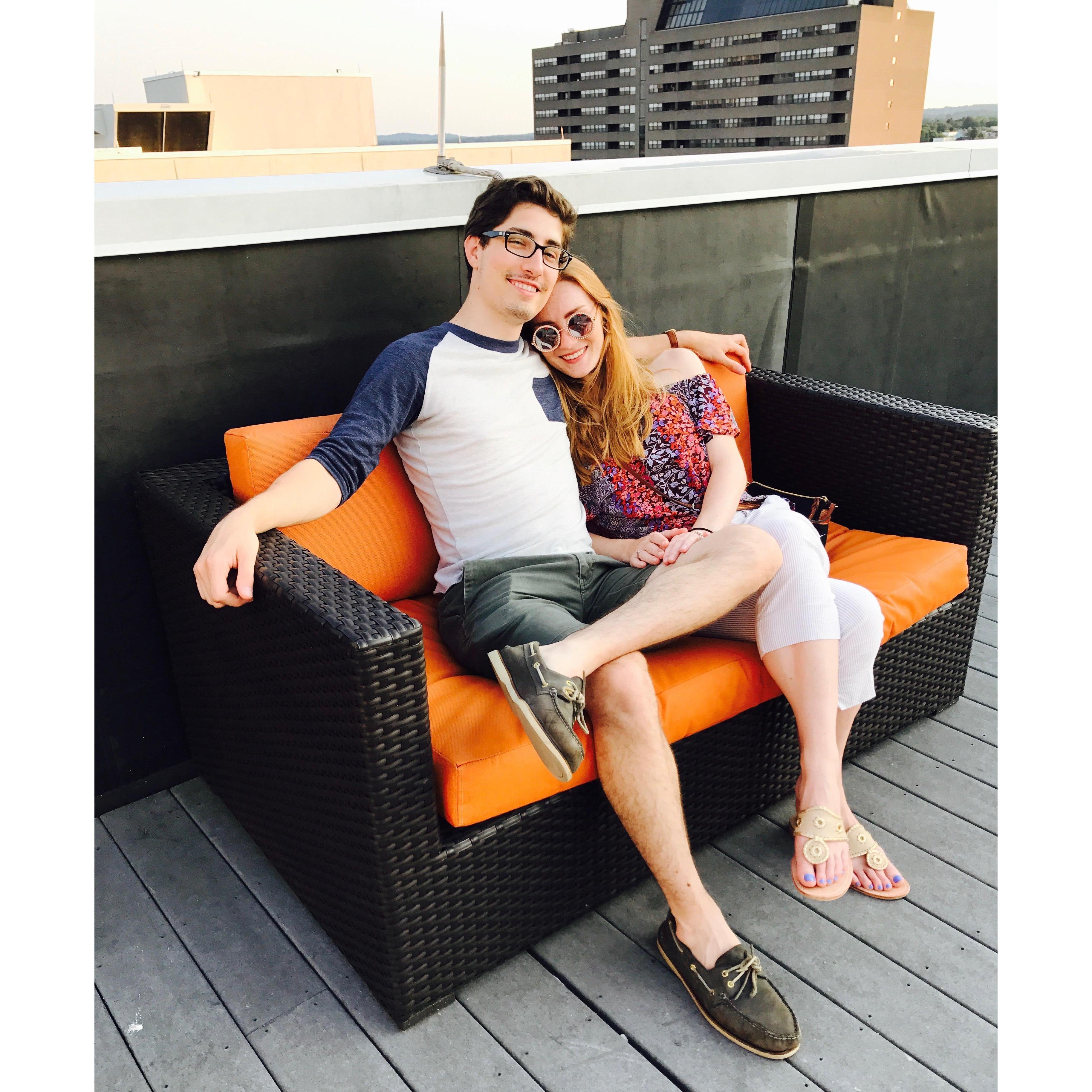 sitting on the apartment rooftop of our first real home together in Manchester, NH