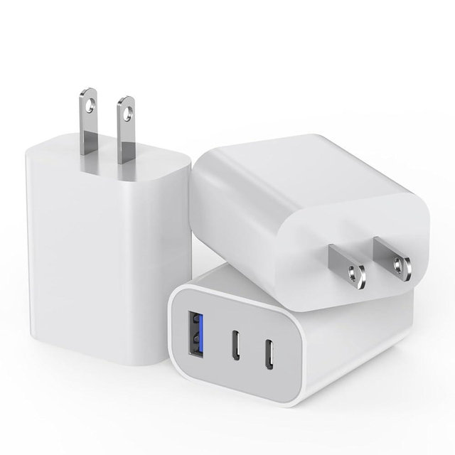 [3Pack]iPhone 17 16 15 Fast Charger Block 35W 3-Port Fast USB C Charger Block Multiport Double Port PD+QC Wall Plug Compatible with iPhone 17/17 Pro/16 ProMax/16 Plus/iPhone 15/15Pro/15 ProMax/14/13