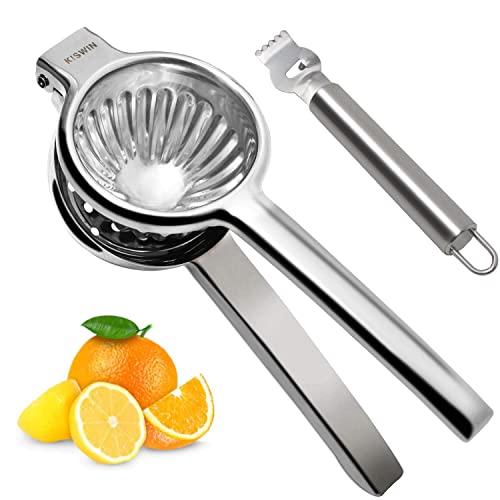 Jumbo Lemon Squeezer - Durable Stainless Steel Maunal Juicer Citrus Press with 3.44 Inch Super Large Bowl, Perfect for Juicing Oranges, Big Lemons & Limes - By KISWIN