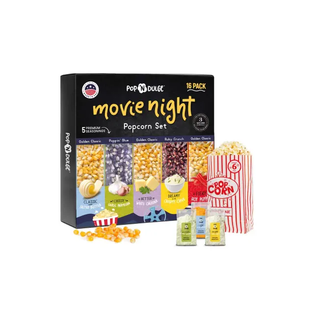 Movie Night Gift Basket Popcorn Gift Set Popcorn Kernels Popcorn Seasoning 16 Pack