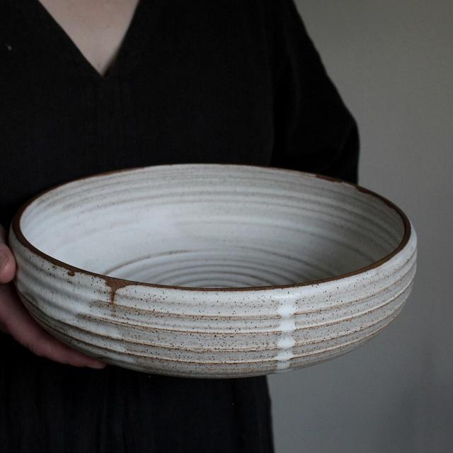 Handmade large white bowl / rustic salad bowl / ceramic baking dish / ceramic casserole dish / large serving bowl / Pottery fruit bowl