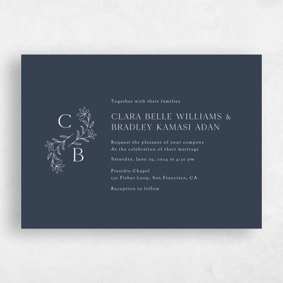 Grayed Navy, Blue Wedding Invitation - Creston Landscape