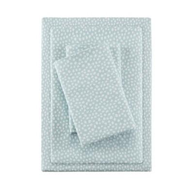 Flannel Print Sheet Sets-Queen, Aqua Dots