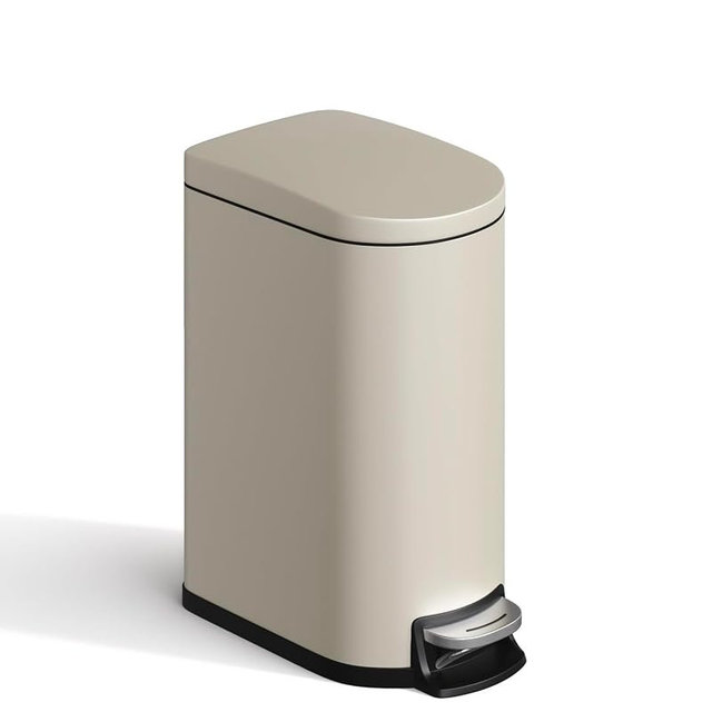 COZONY 2.6 Gallon/10L Small Bathroom Trash Can with Lid,Waterproof Step-On Bathroom Garbage Can,Removable Inner Bucket,Soft Close,Space-Saving Waste Bin for Bedroom, Kitchen,Sand Beige