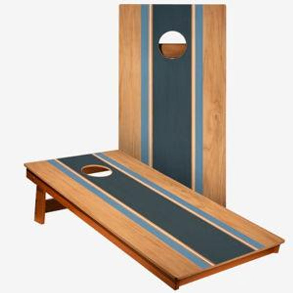 Classic Stripes Natural Wood Blues Backyard 2400 Cornhole Boards