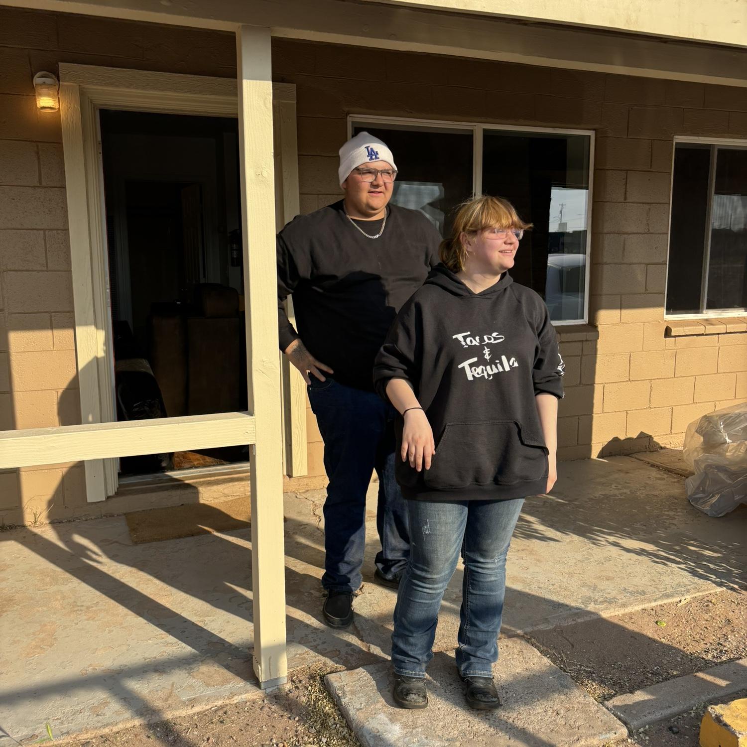 April 22 2024, We look rough cause this was taken after we just moved into our first apartment
