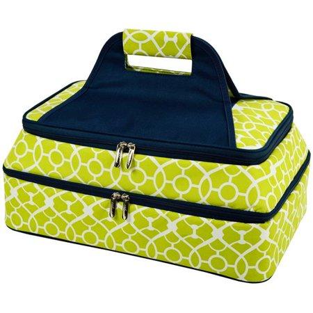 Two Layer, Hot and Cold Thermal Food Casserole Carrier - Trellis Green