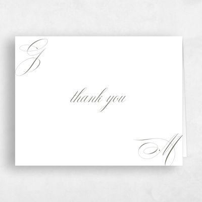 Dark Sage, White Wedding Thank You - Conques Landscape