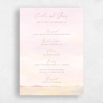 Soft Pink Wedding Program - Andalusia