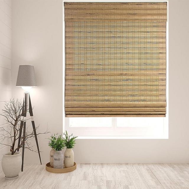 ARLO Bamboo Roman Shades, Tuscan, 34" W x 74" H,Cordless Light Filtering/Sheer Window Blinds.