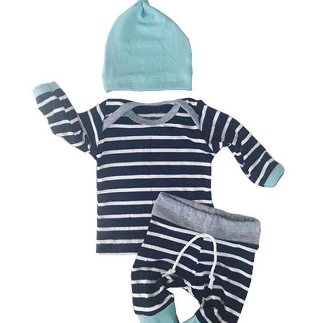Newborn Baby Boys Girls Clothes Long Sleeve Tops Pants Trousers Hat Outfits Set