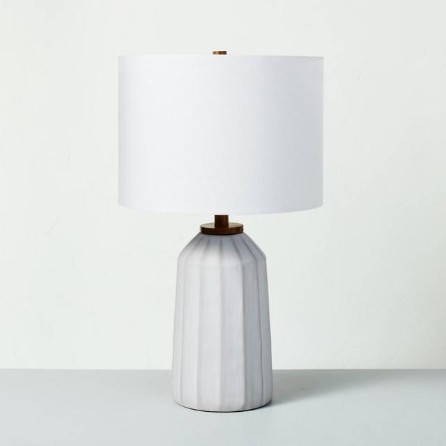 Carved Ceramic Table Lamp Cream (Includes LED Light Bulb) - Hearth & Hand™ with Magnolia