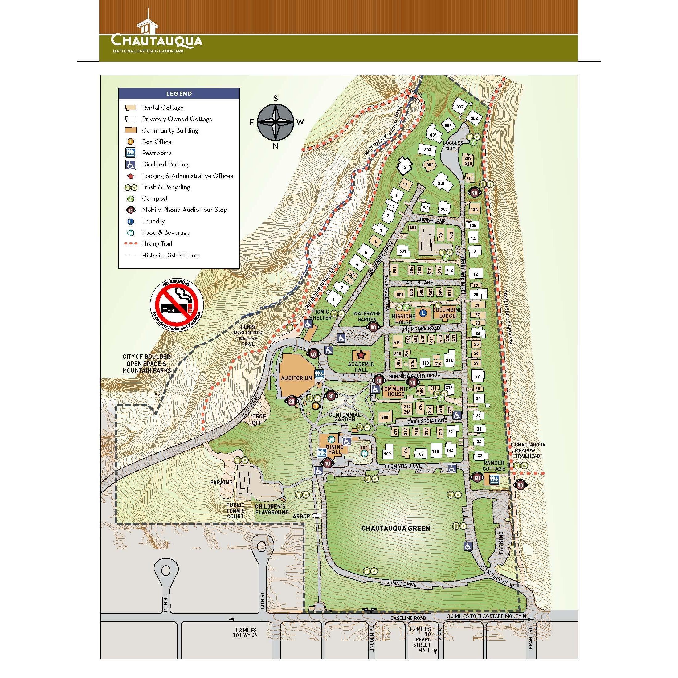 Map of Chatauqua. We'll be at Cottage #1 (you'll see it here just above the auditorium)