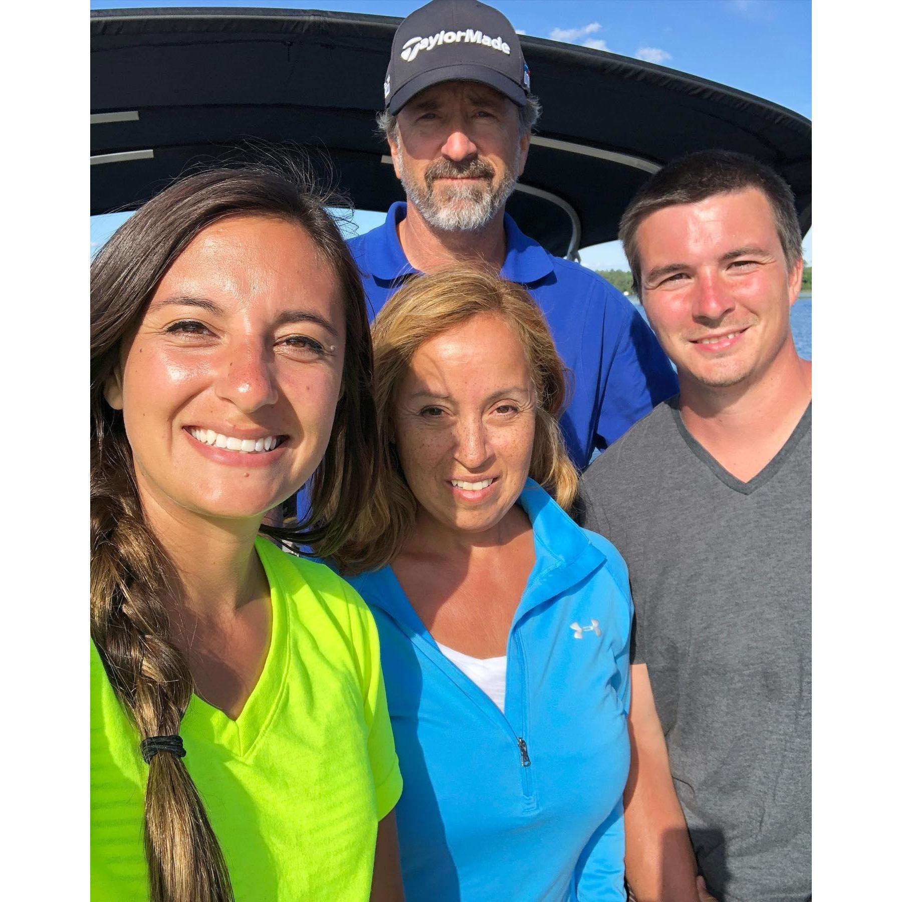 Out fishing with Sam's parents, Monica and John!