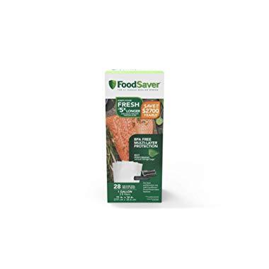 FoodSaver 1-Gallon Precut Vacuum Seal Bags with BPA-Free Multilayer Construction for Food Preservation, 28 Count