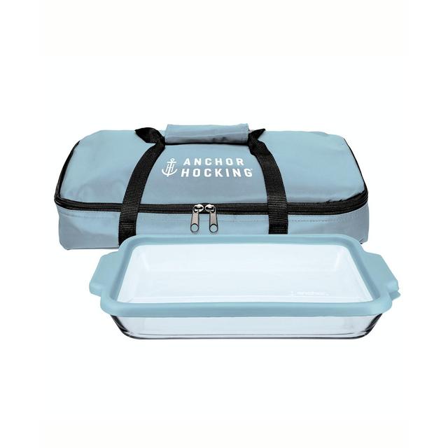 Anchor Hocking 3-Piece 3 Quart Oven Basics Bake Dish with TrueFit Lid and Tote Set