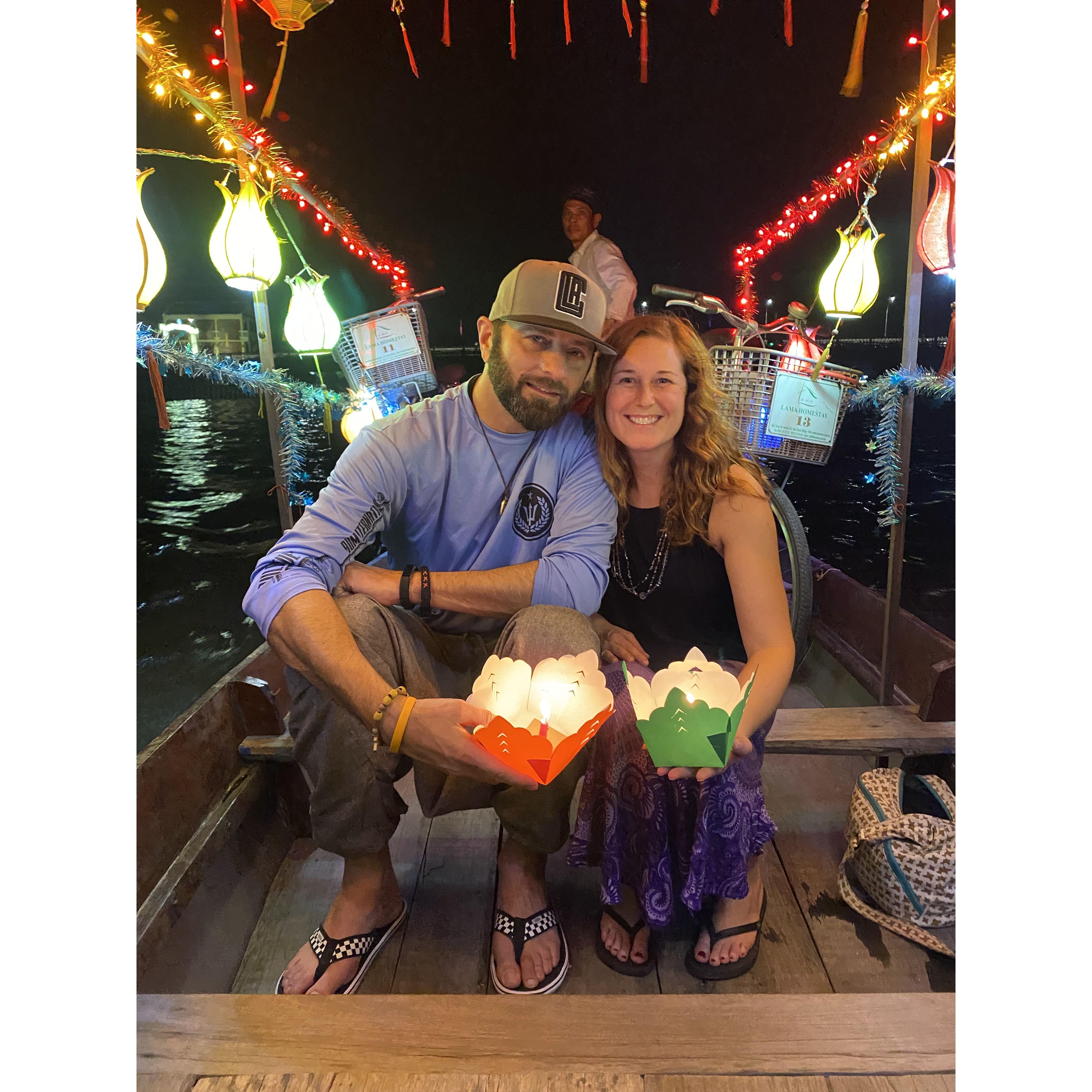 Our first international trip as a couple. Boat ride in Vietnam.