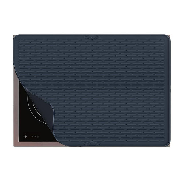 Silicone Stove Top Cover for Electric Stove, 28x20 inch Silicone Stove Top Protector, Flat Glass Stove Top Cover, Extra Large Dish Drying Mat -Navy Blue