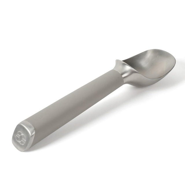 Calphalon Edge Stainless Steel Ice Cream Scoop w/Thermoplastic Rubber Handle - Taupe