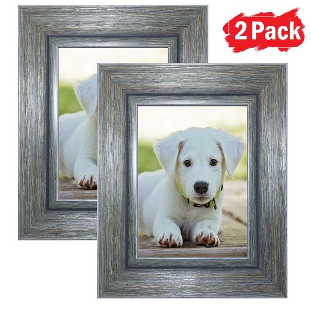 DY Frame 5x7 Picture Frame Vintage Green-Gray Rustic Home or Office Decor | Vertical or Horizontal Tabletop Stand or Wall Mounting | Baby, Pet, or Family Photos, Diploma